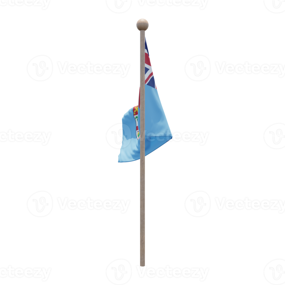 bandeira de ilustração 3d de fiji no poste. mastro de madeira png