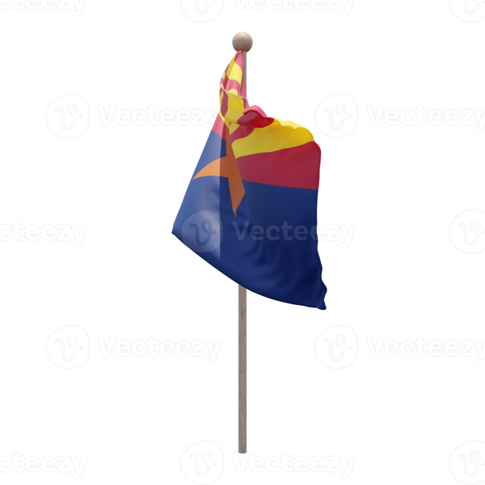 Arizona 3d illustratie vlag Aan pool. hout vlaggenmast png