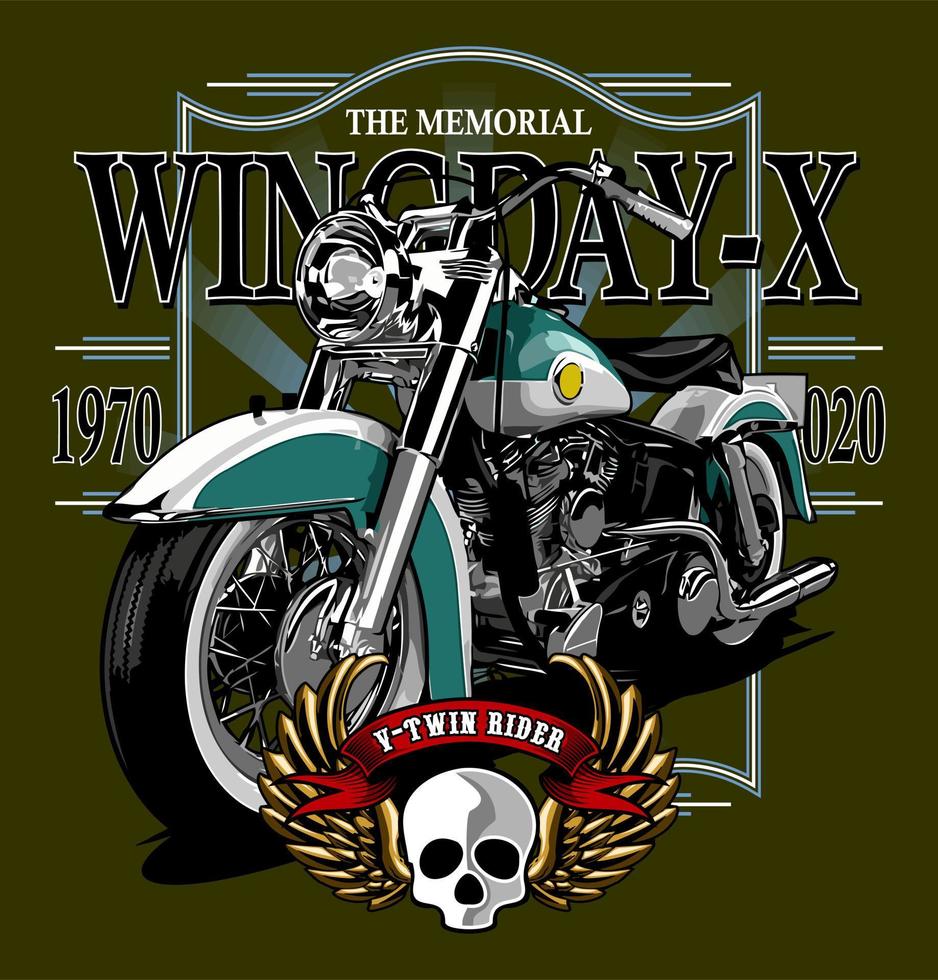motorcycle and wing day pin vector