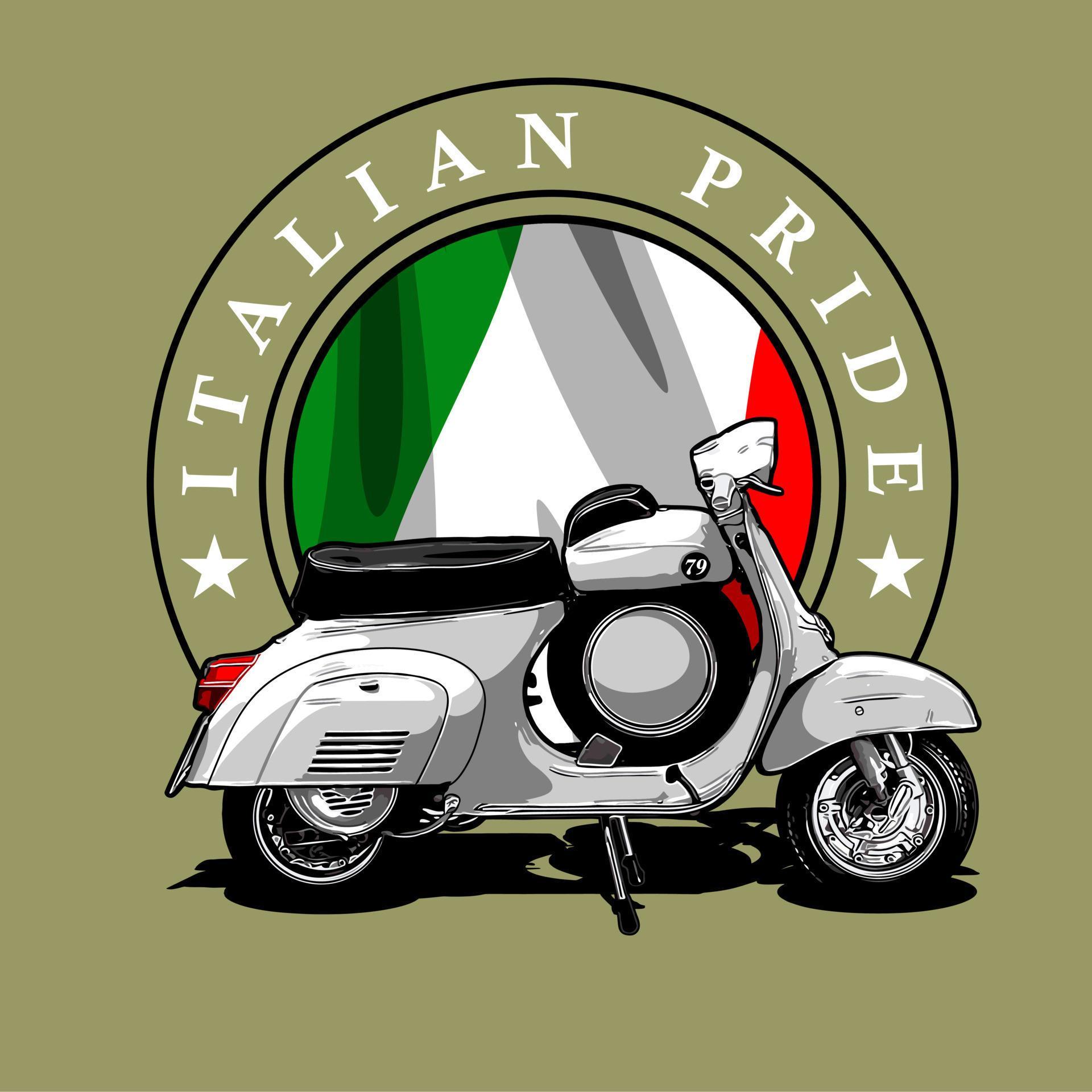 scooter classic and flag 11229469 Vector Art at Vecteezy