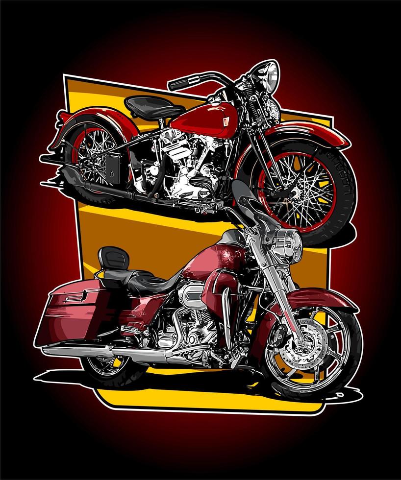 motorcycle cruiser with yellow background vector