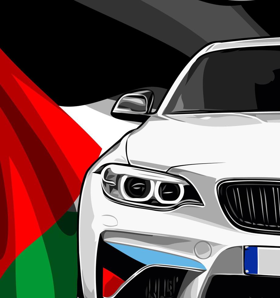 car and flag vector template