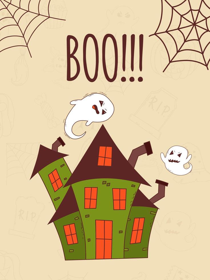 invitación dibujada a mano de halloween o tarjeta de felicitación. concepto de truco o trato. ilustración vectorial vector