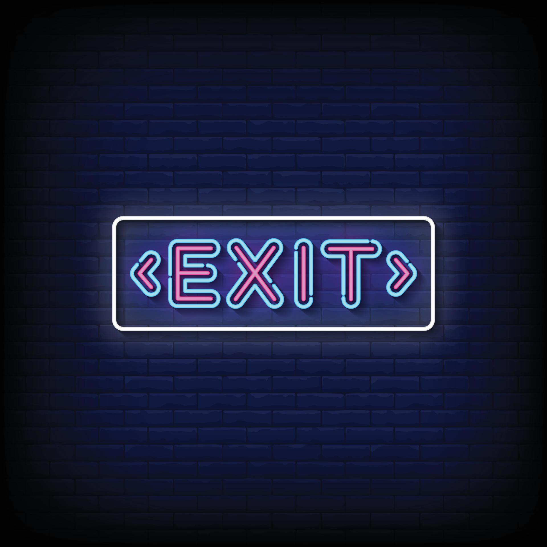 Neon Sign exit with Brick Wall Background vector 11229595 Vector Art at