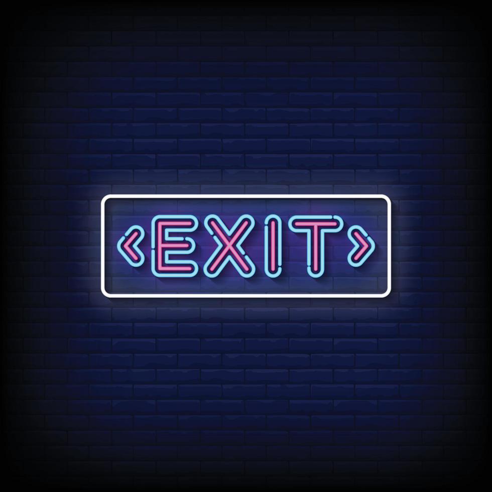 Neon Sign exit with Brick Wall Background vector