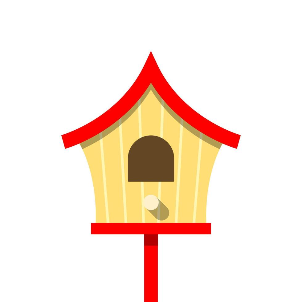 wooden red bird house illustration vector