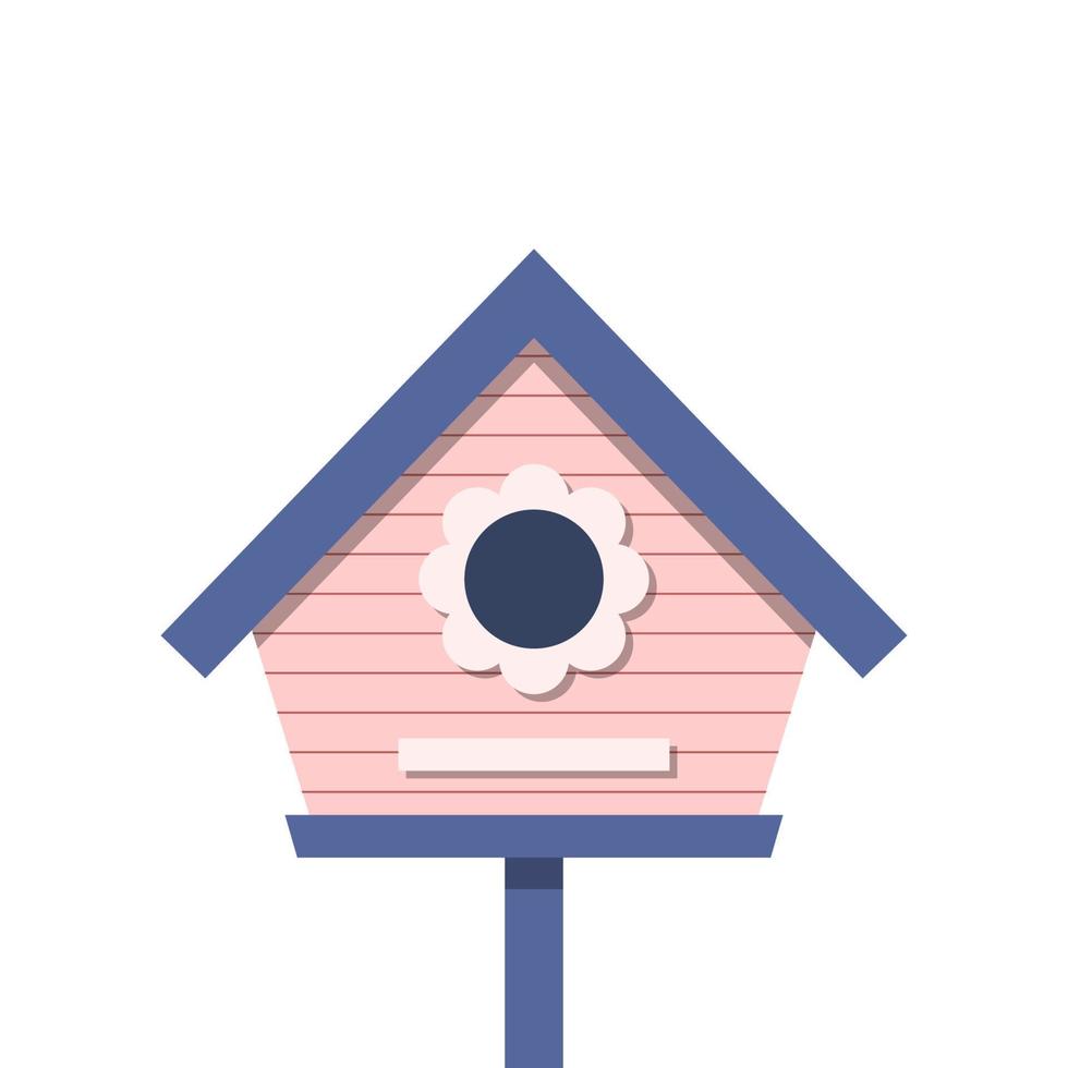 pink and blue cute bird house illustration vector