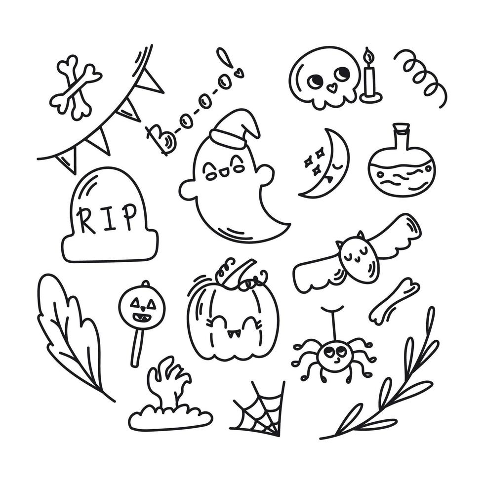 Halloween Drawings Vector Set