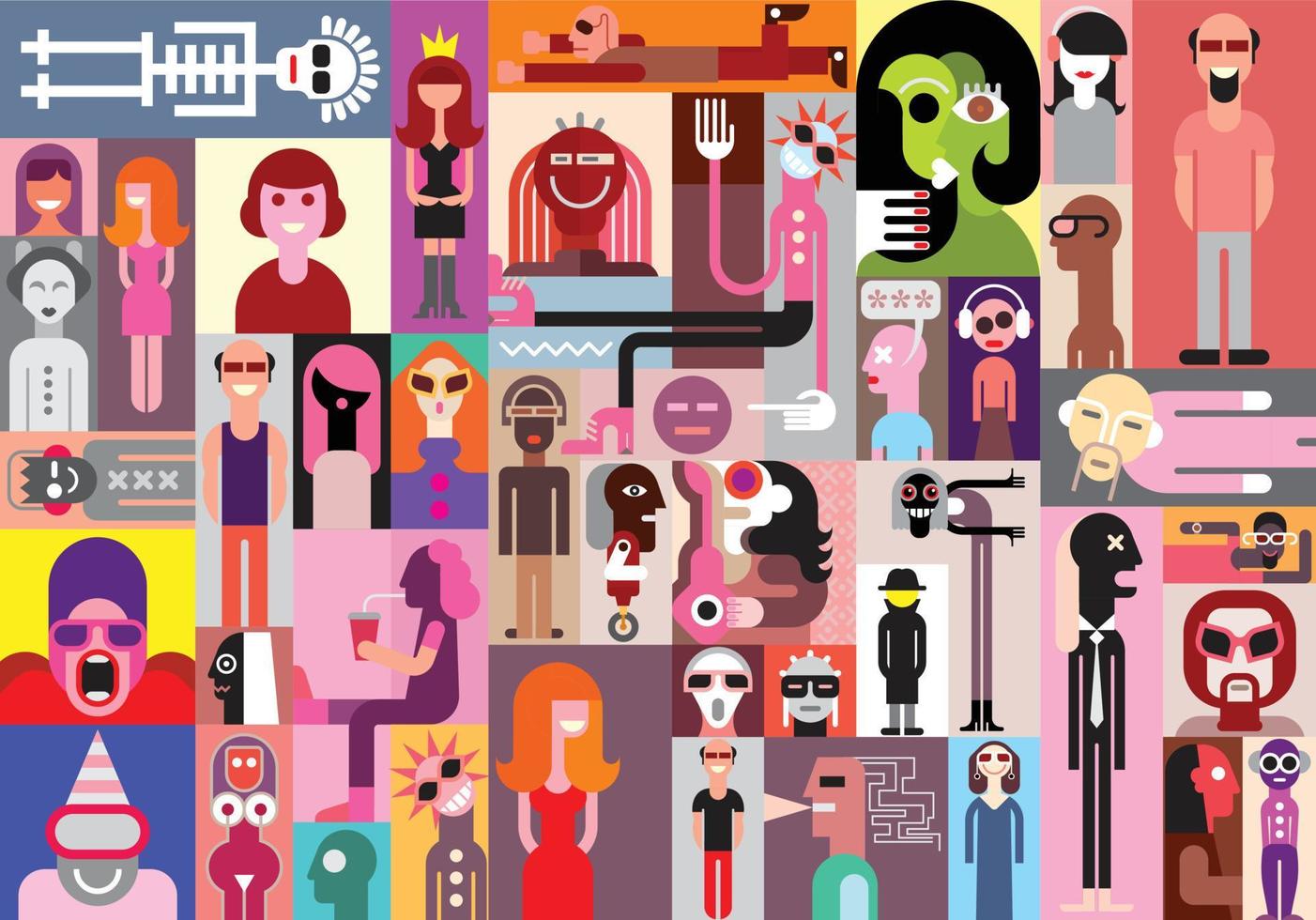 collage de arte pop de personas vector