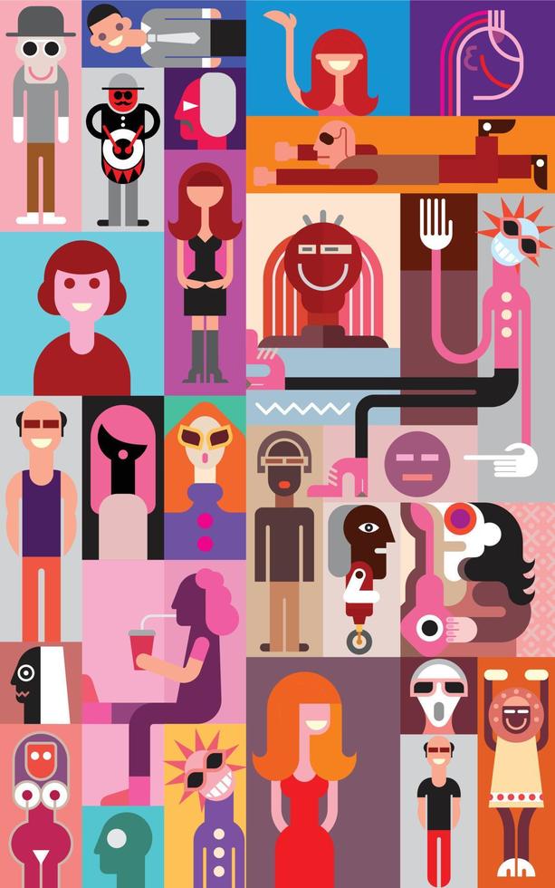 People Pop Art Collage vector