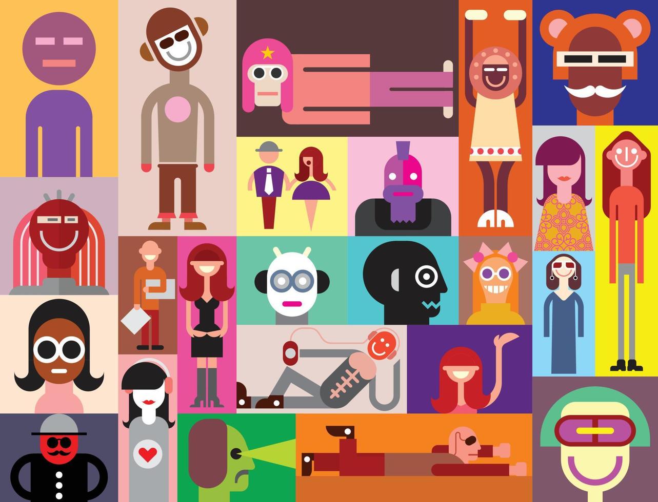 collage de arte pop de personas vector