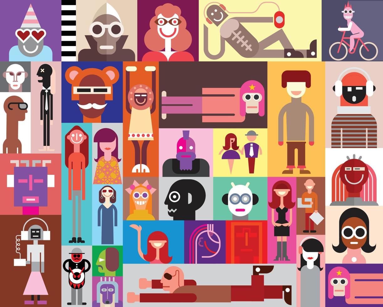 collage de arte pop de personas vector