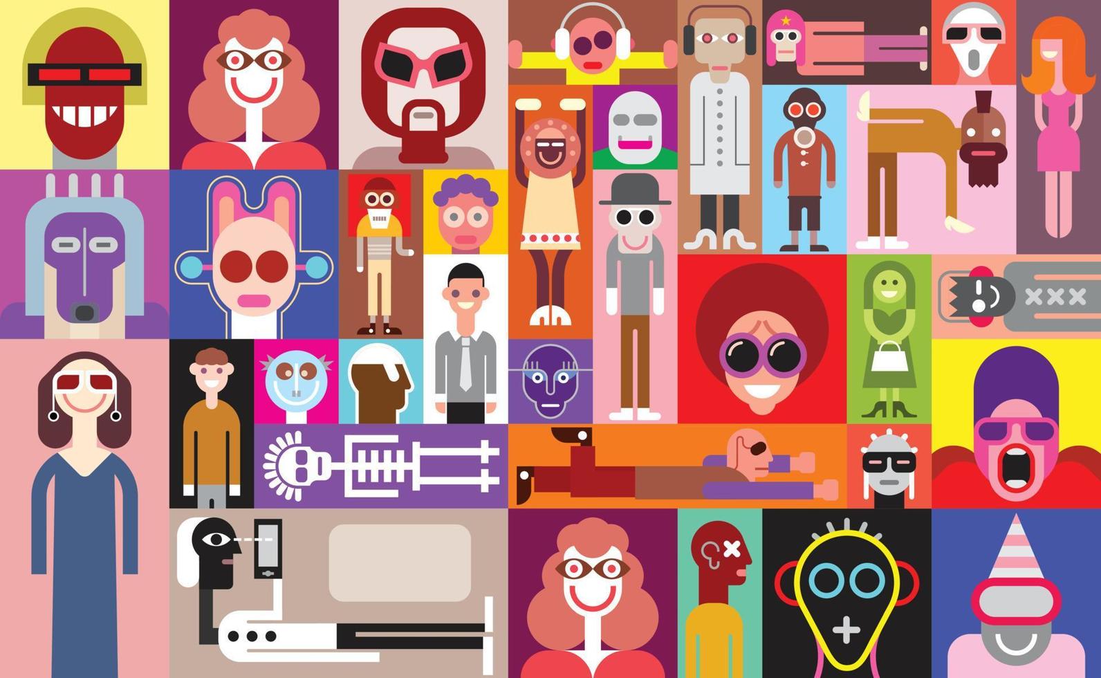 People Pop Art Collage vector