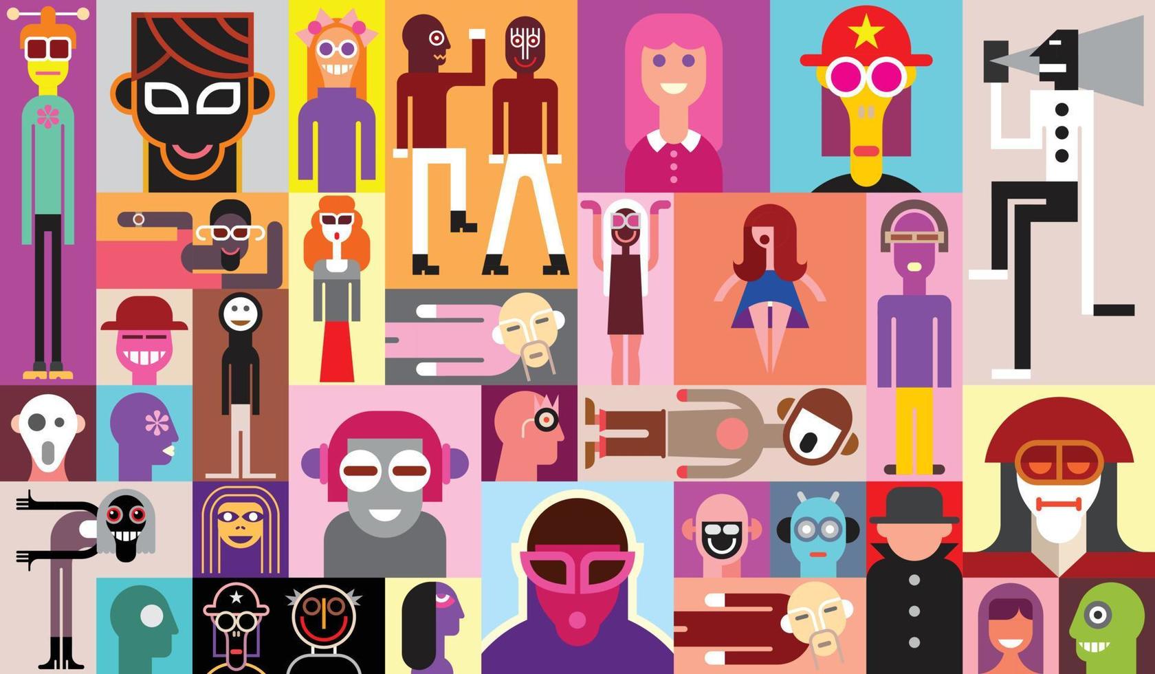 collage de arte pop de personas vector