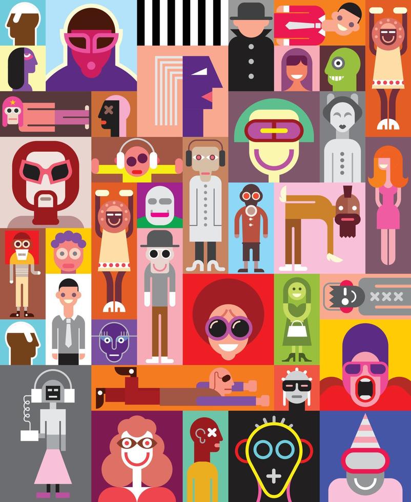 collage de arte pop de personas vector