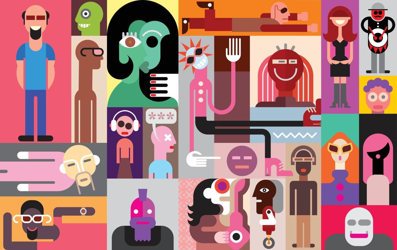 collage de arte pop de personas vector