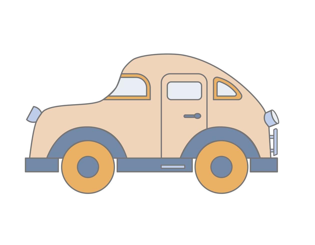 coche de juguete para niños. lindo auto vintage para bebé. ilustración de dibujos animados de vector sobre fondo blanco