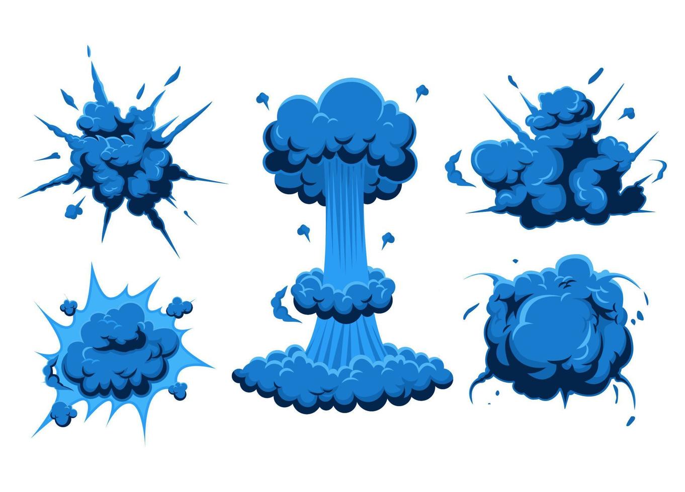 Blue explosion element illustration for comic, poster, book, painting, drawing, background. Bomb effect. Vector eps 10