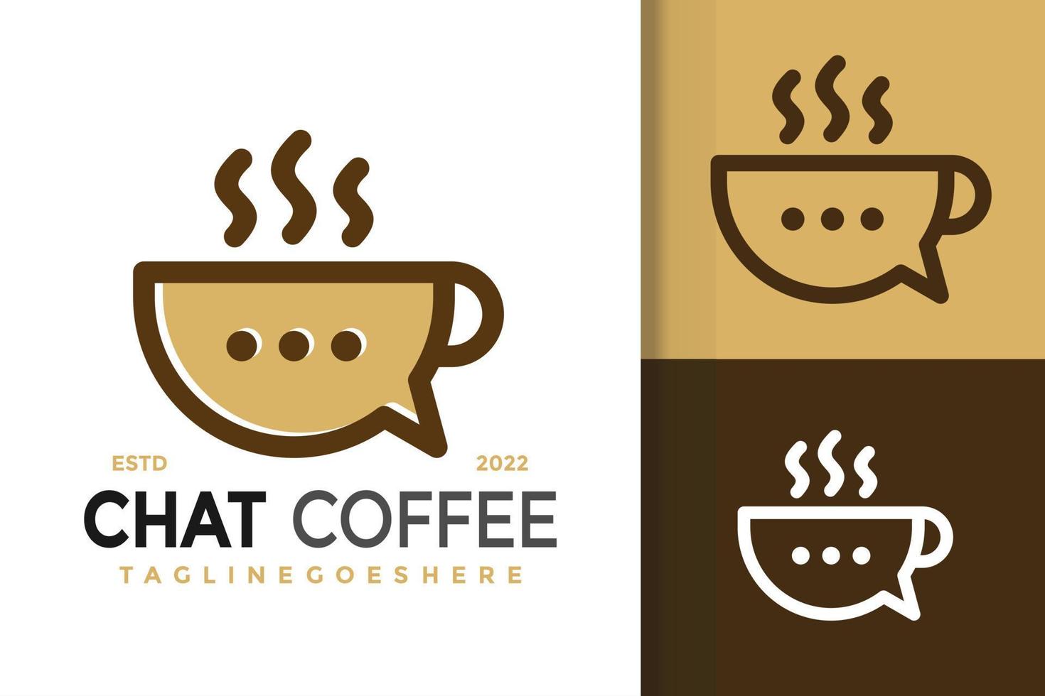 diseño de logotipo de café de chat, vector de logotipos de identidad de marca, logotipo moderno, plantilla de ilustración vectorial de diseños de logotipos