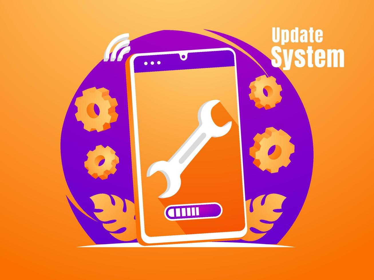 update smartphone system with wrench symbol vector