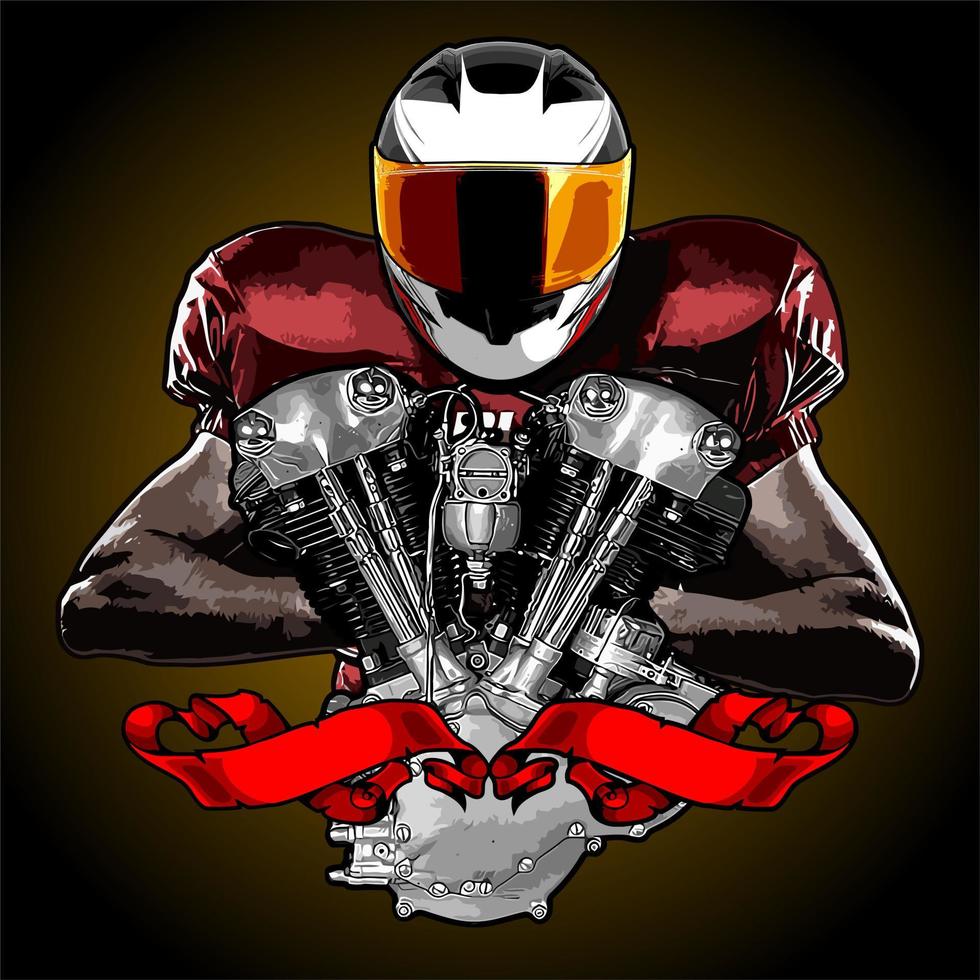 american football player with v twin engine vector