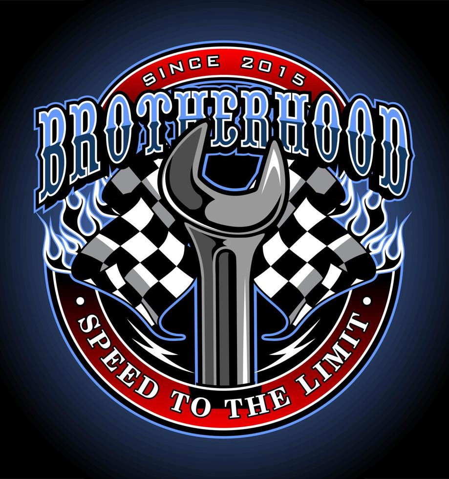 wrench with racing flag vector