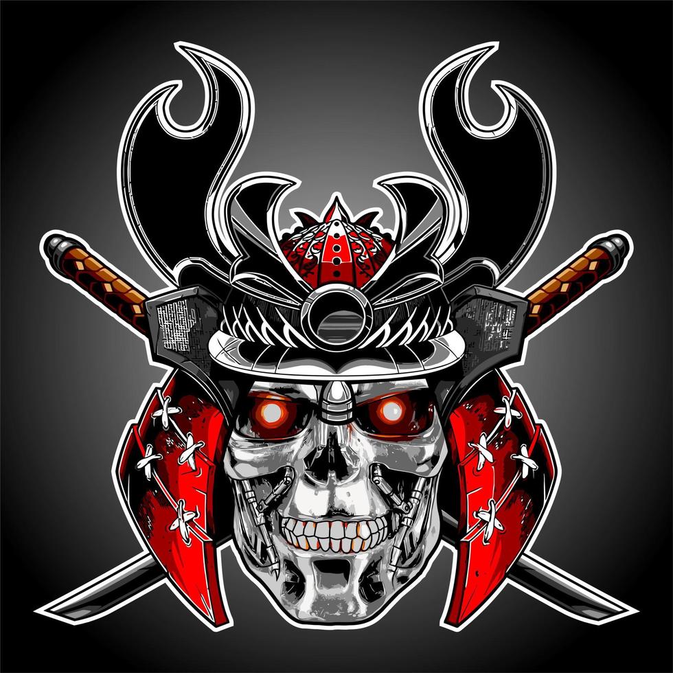 man with samurai helmet vector