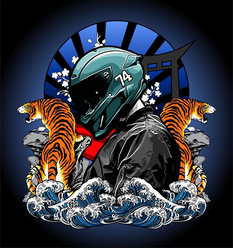 biker and tiger vector template
