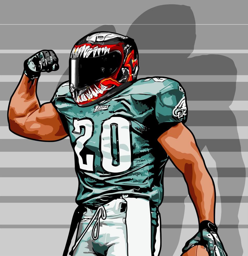 american football player with motorcycle helmet vector