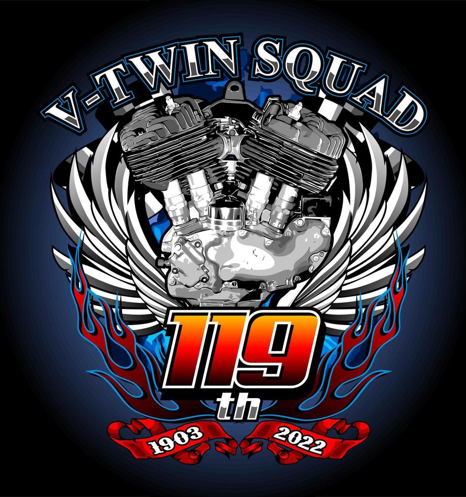 v twin with wings vector template