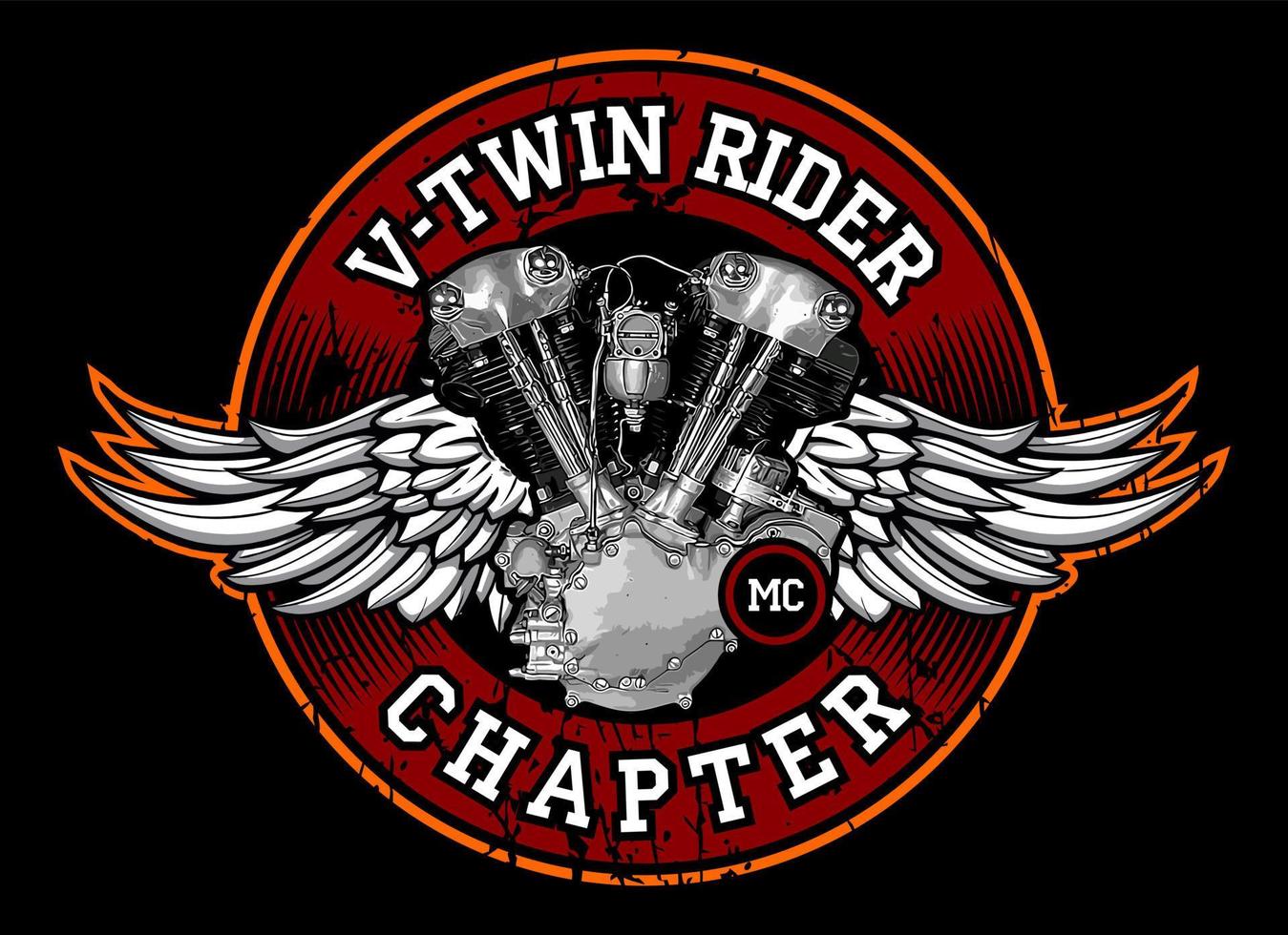 patch biker v twin engine vector