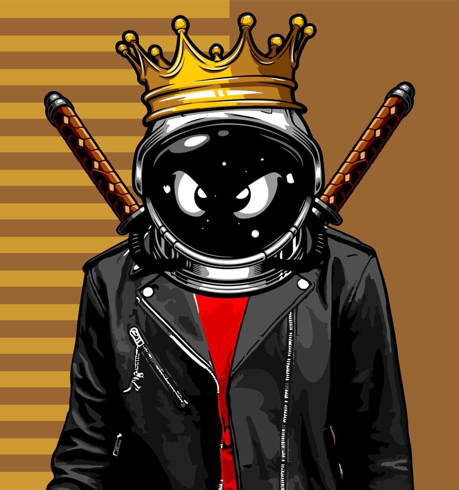 man in leather jacket and katana vector