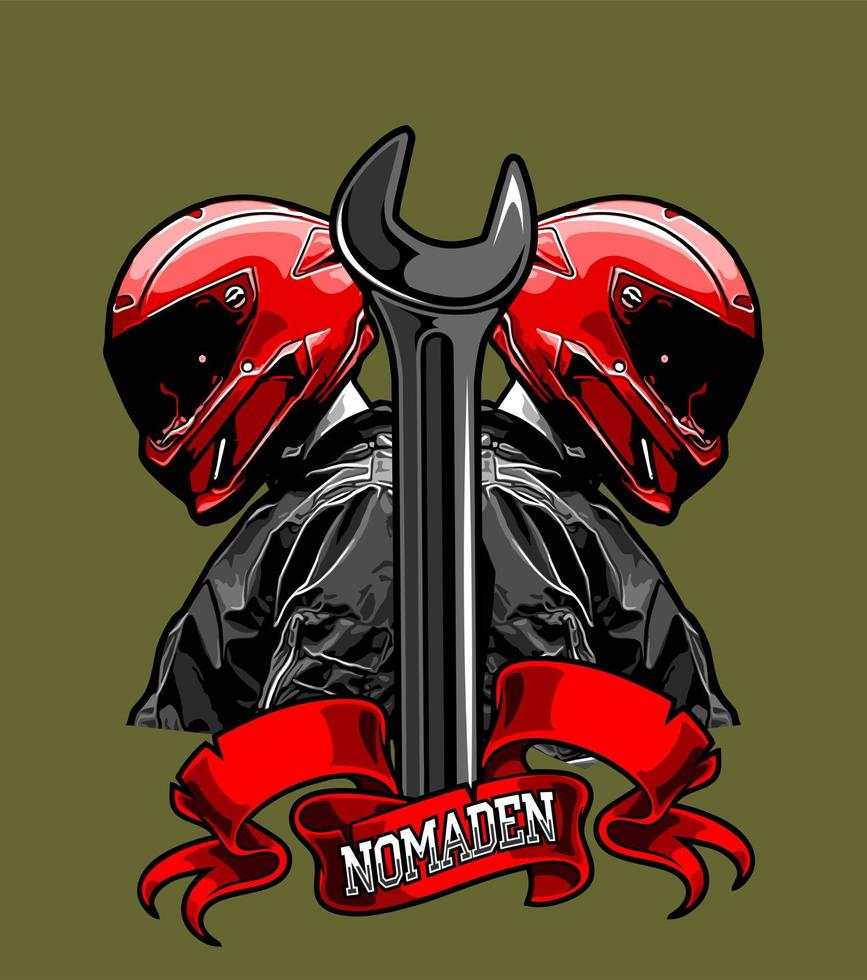 two bikers and a wrench vector