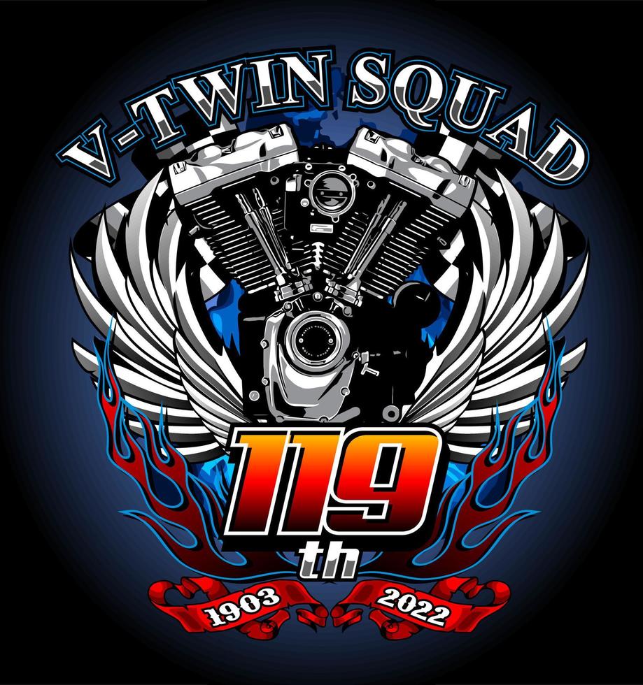 v twin with wings vector template