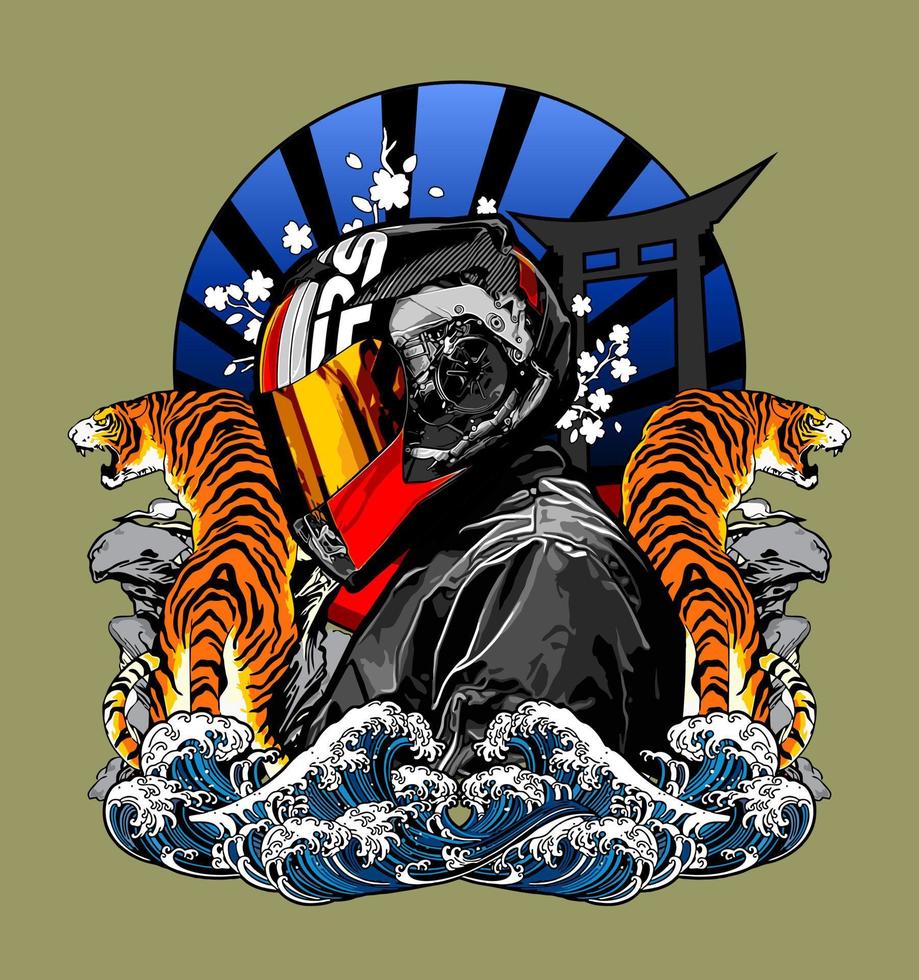 biker and tiger vector template