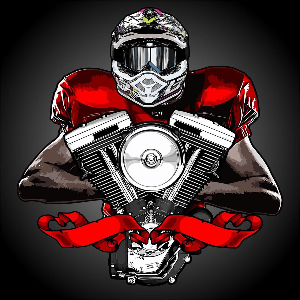 american football player with v twin engine vector