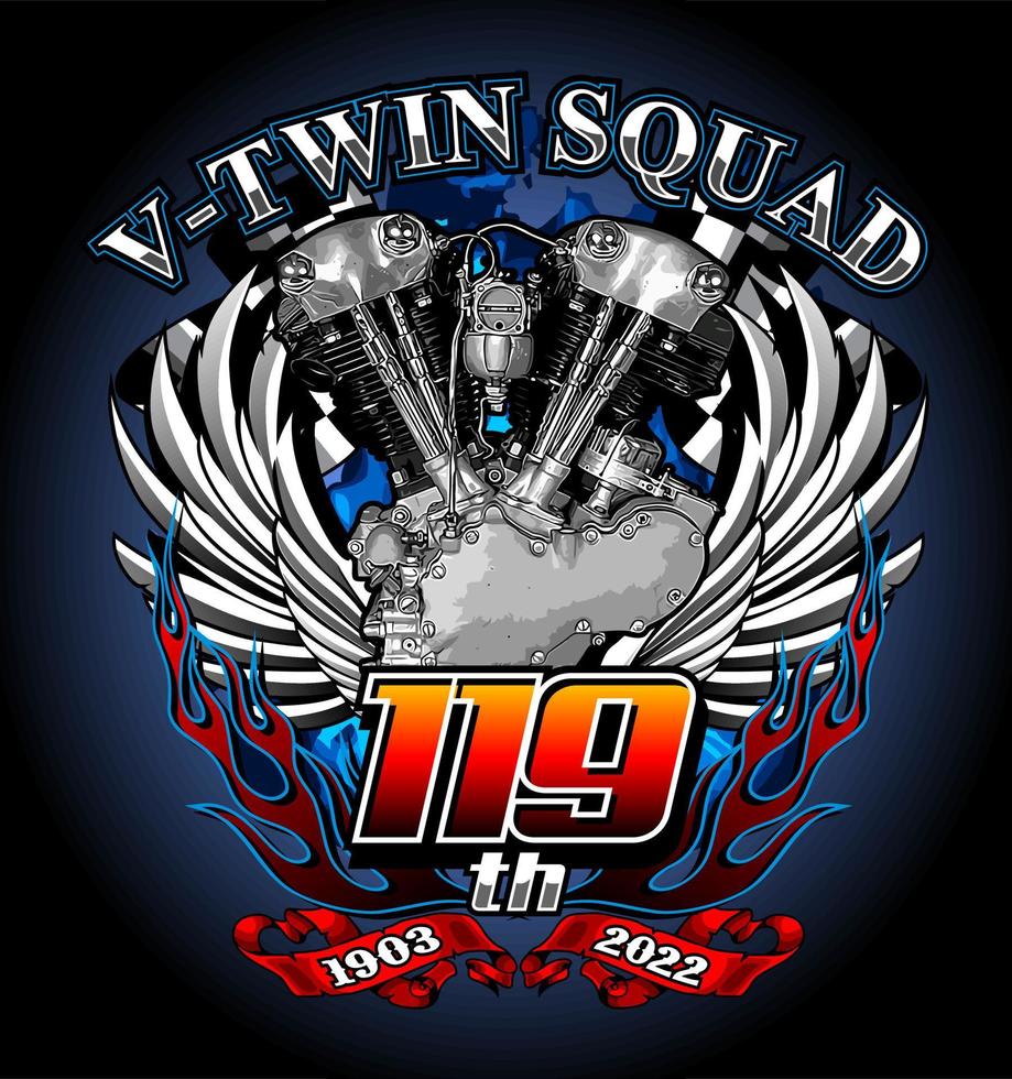 v twin with wings vector template