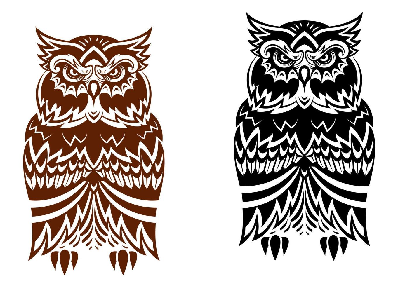 Tribal owl with decorative ornament vector