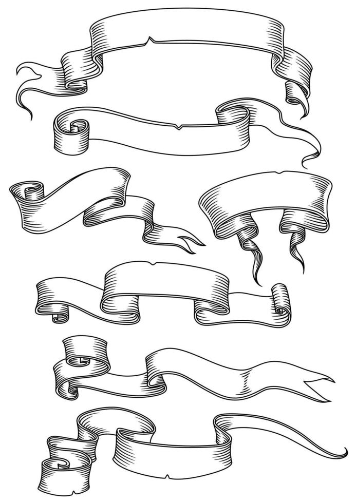 Old banners, ribbons and manuscripts set vector