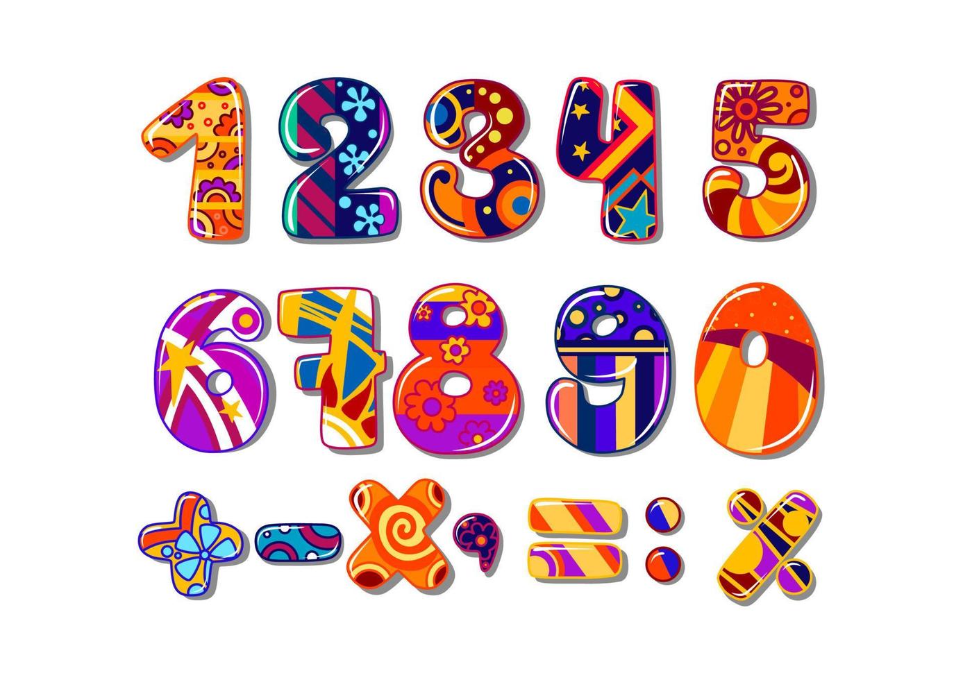 Cartoon colourful school numbers vector