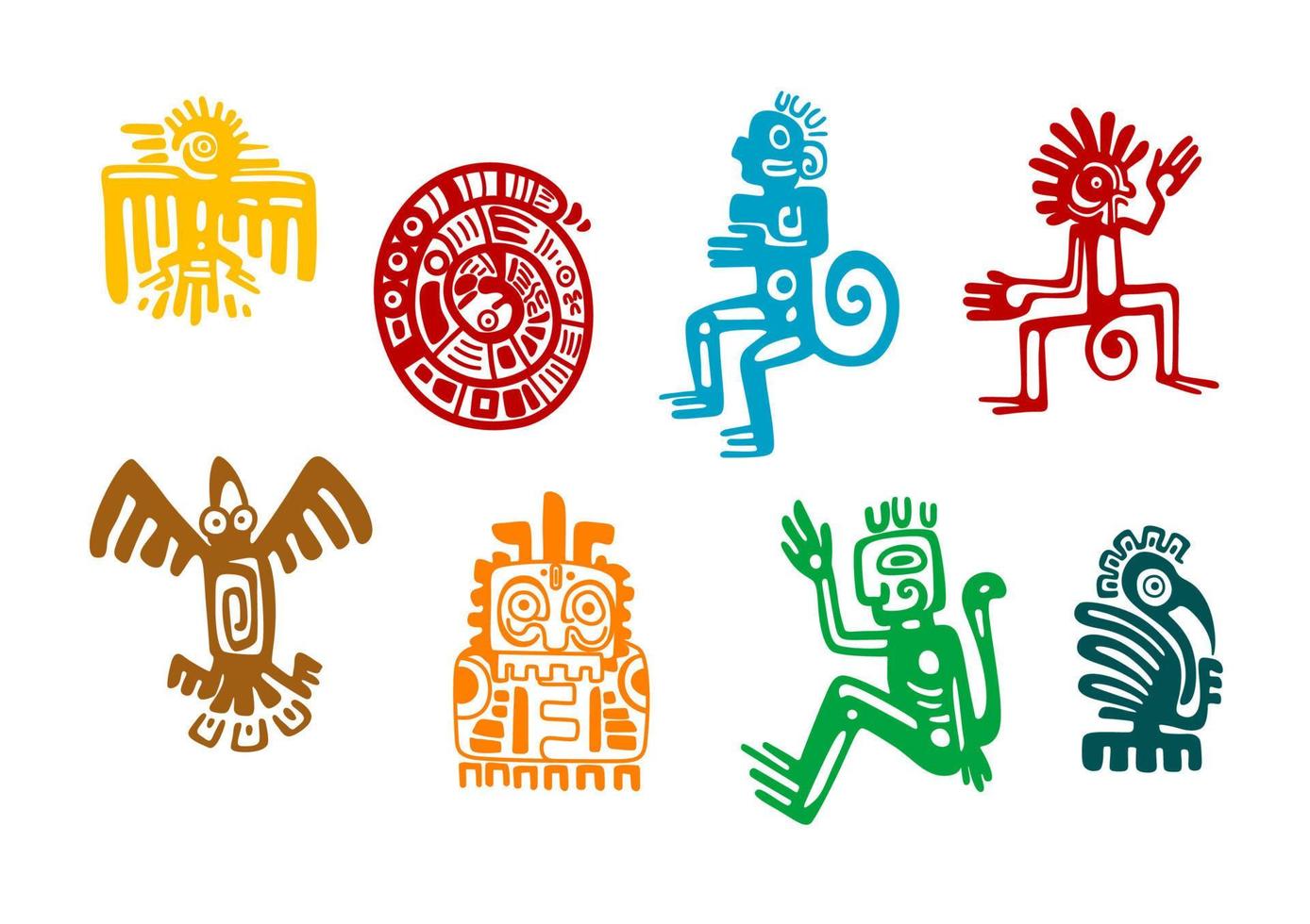 Abstract maya and aztec art symbols vector