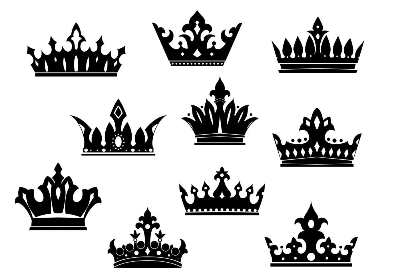 Black heraldic crowns set vector