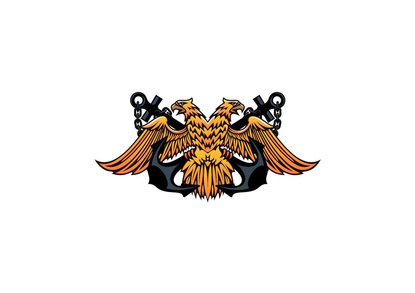 emblema marítimo con águila bicéfala vector