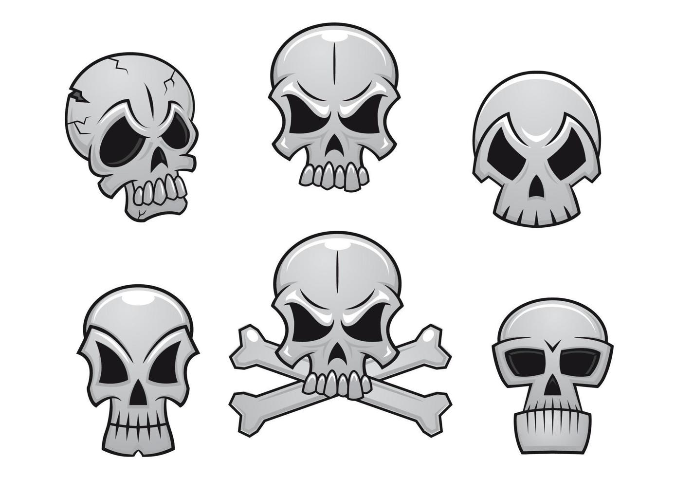 conjunto de calaveras de dibujos animados vector