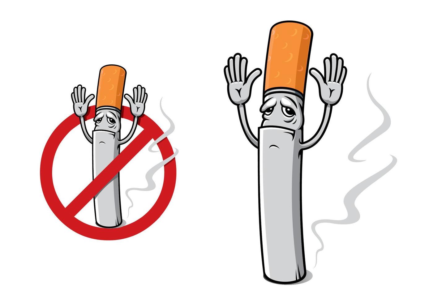 Sad cigarette in cartoon style vector