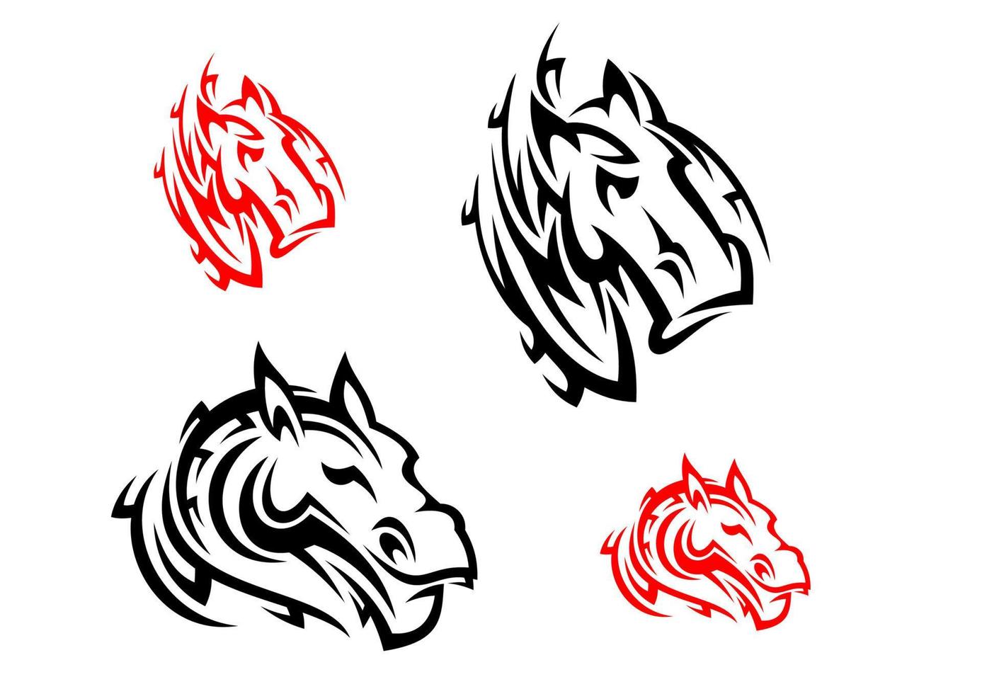 Tribal horses tattoos vector