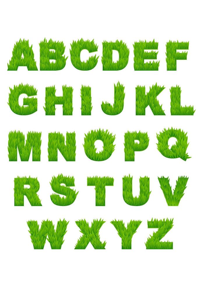 hierba verde letras del alfabeto vector