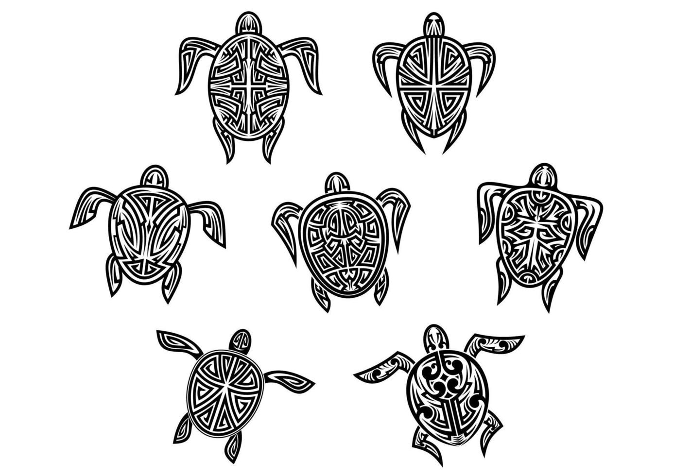 tatuajes tribales de tortugas vector