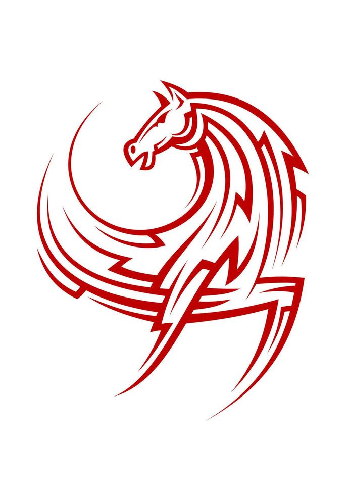 Powerful tribal red horse vector