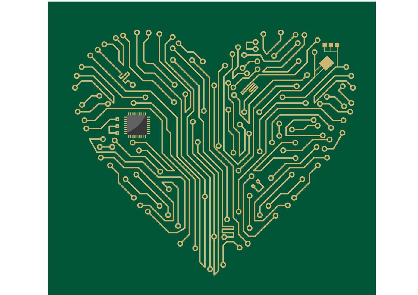 Motherboard computer heart vector